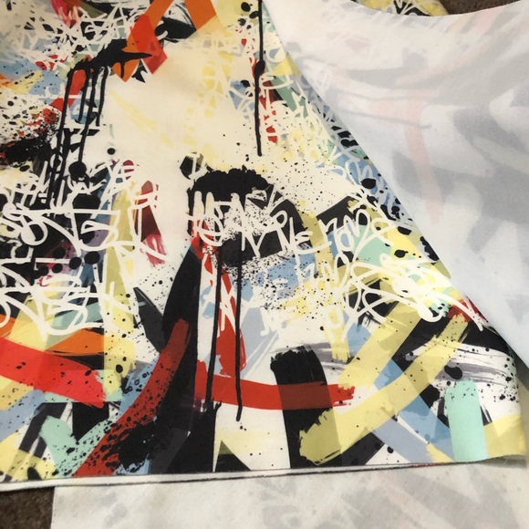 Zara Asymmetrical Graffiti Skirt with Overlay Sz M - Picture 4 of 9